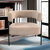 Beige Upholstered Armchair with Curved Backrest by Maison Classique