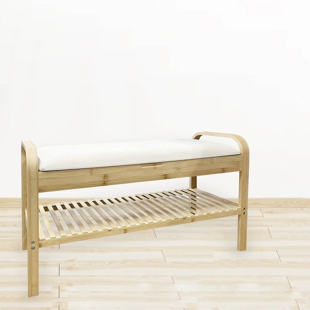 Banc avec rangement à chaussures - Blanc