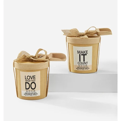 Set of 2 Fragrance Free Bath Salt & Wood Spoon Gift Set - Assorted