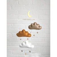 Cloud & Star Mobile - Taupe, Orcher & White