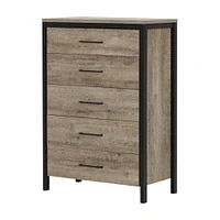 Munich 5-Drawer Chest Dresser Weathered Oak and Matte Black by South Shore Furniture