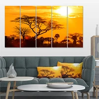 Orange Glow of African Sunset Canvas Wall Art Panels