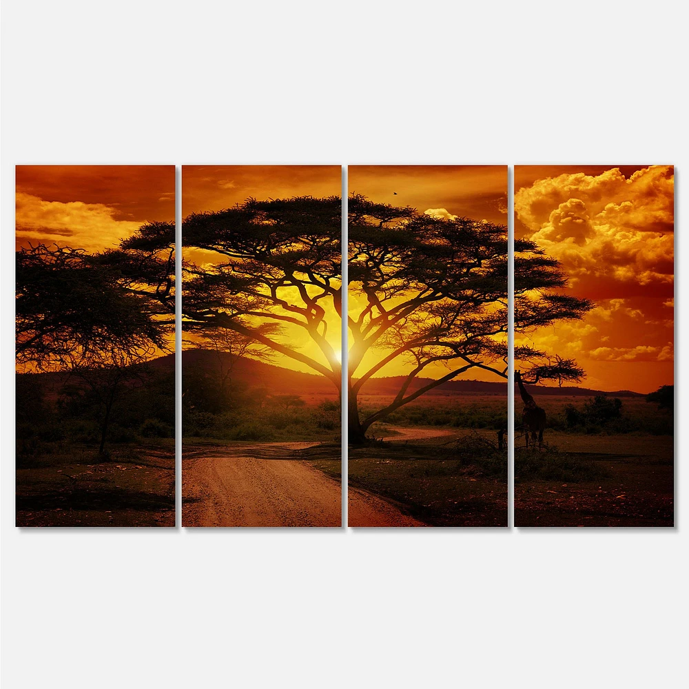 African Sunset with Lonely Tree  Canvas Wall Art