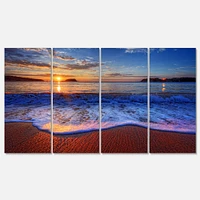 Blue Waves on Sandy Beach Canvas Wall Art - 4-5 Panels