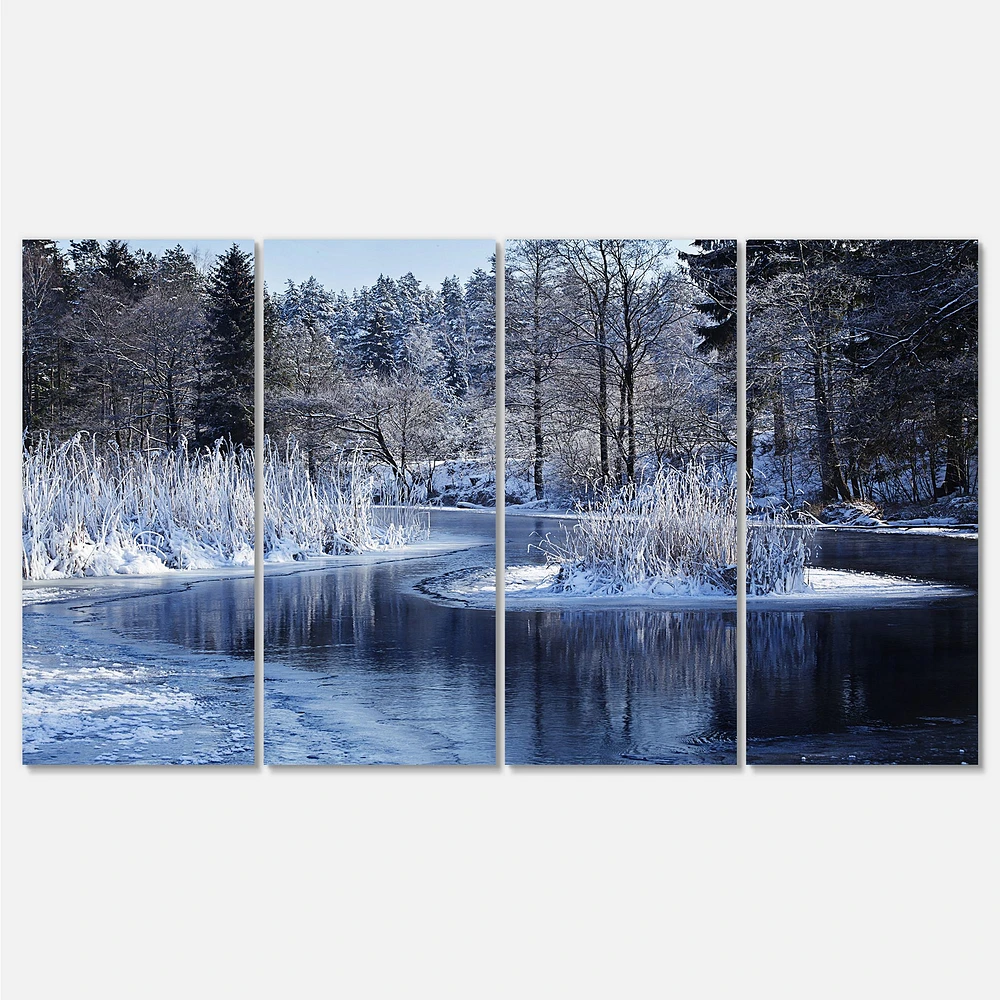 Panneaux de toile « Winter Lake Deep Forest »