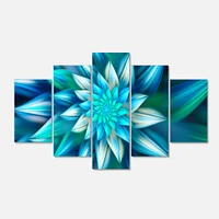 Huge Blue Fractal Flower  Canvas Wall Art