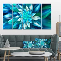 Huge Blue Fractal Flower  Canvas Wall Art