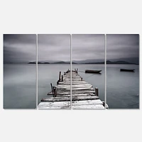 Pier and Boats at Seashore 4 Canvas Wall Art