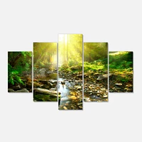 Mountain Stream Forest  Canvas Wall Art