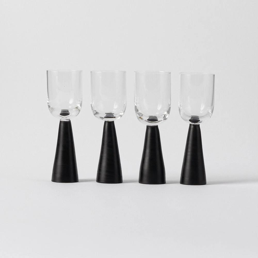 Pyramid Shot Glass, Set of 4 - Black, 40ml