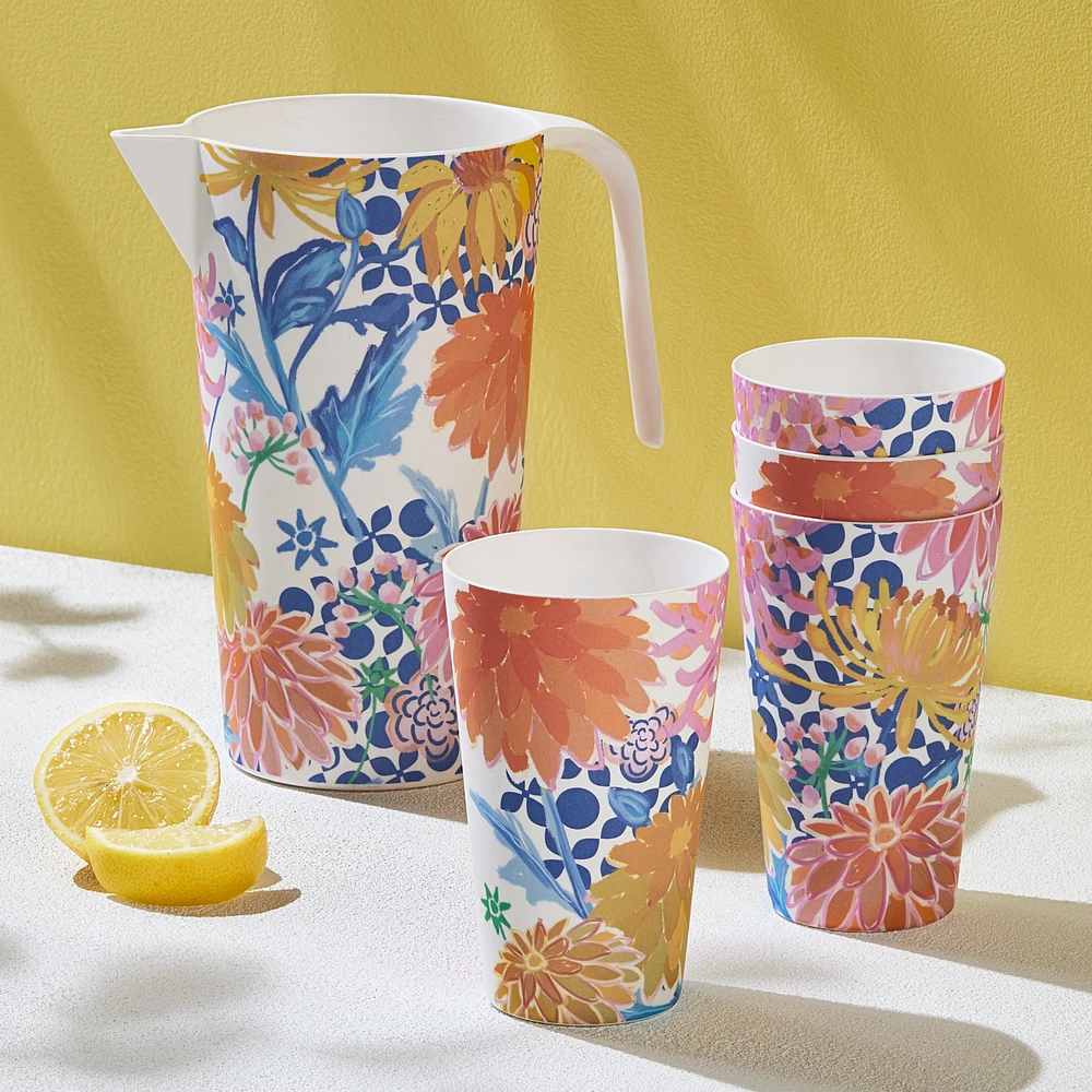 Sunburst Melamine Jug & Tumblers, Set of 5