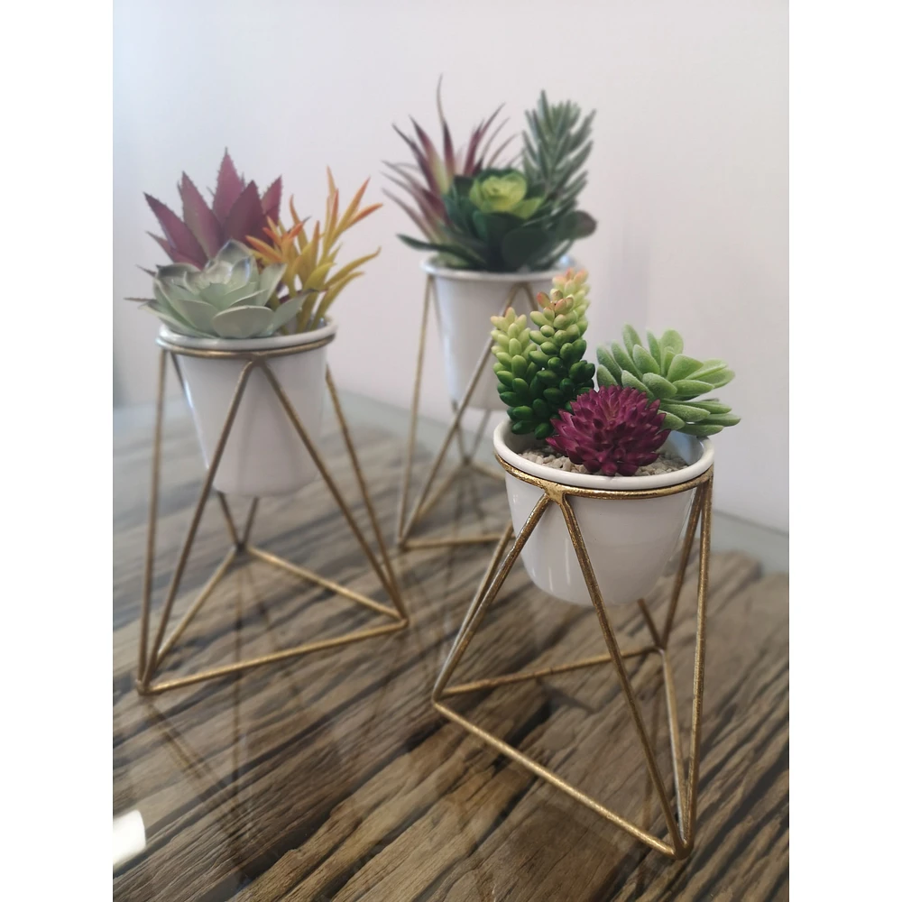 Set of 3 Viola Metal Table Top Planters