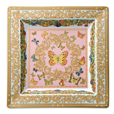 Assiette carrée 8,5 po « Butterfly Garden » par Versace