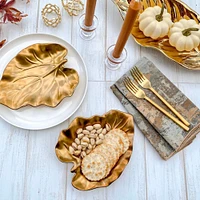 Gold Bark and Leaf Small Plate by Leeber Limited