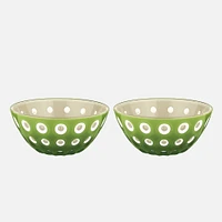 Le Murrine Set of 2 Green/Sand Bowls (12cm)