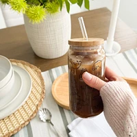Glass With Lid and Straw - Yoga Cat