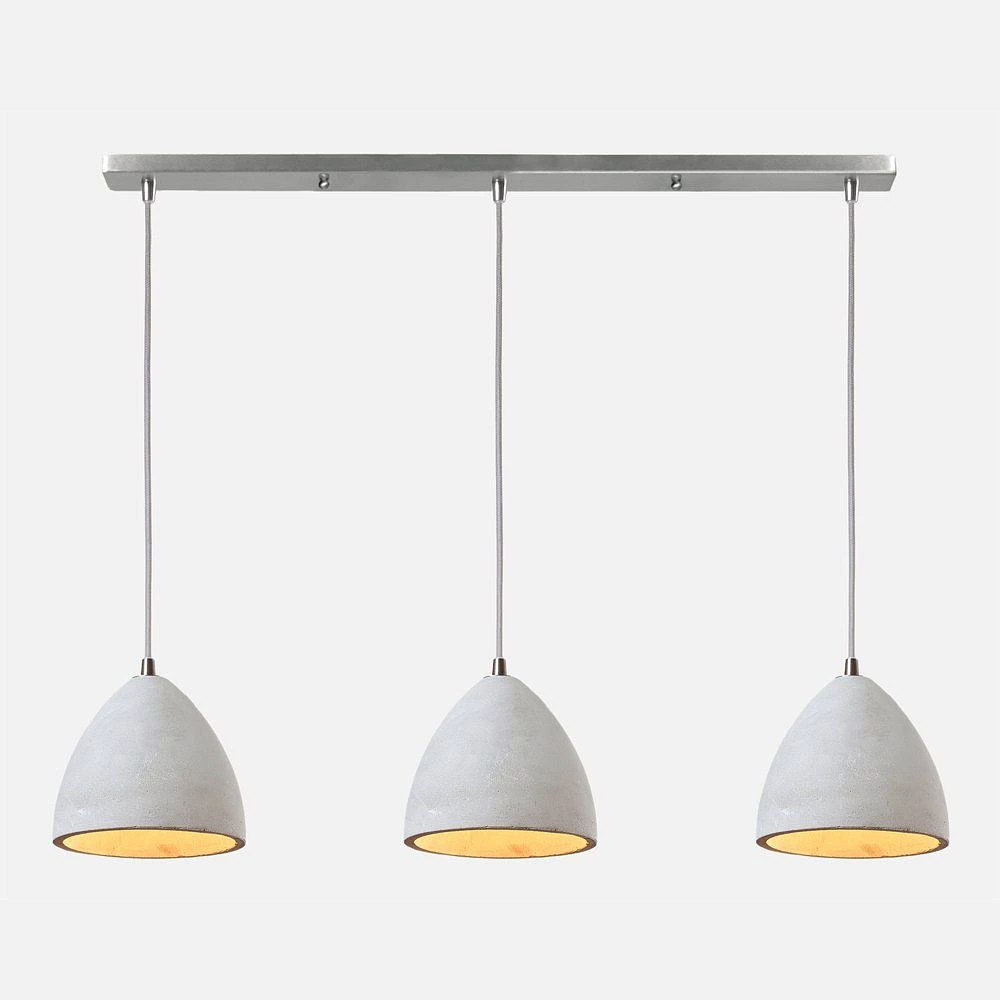 3-Light Linear Concrete Suspended Lamp by Luce Lumen