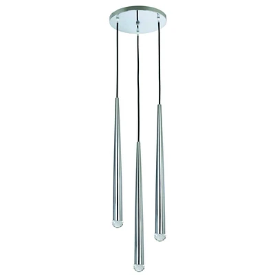 Round Chrome Pendant Light with 3 LED Pendulums