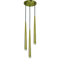 Round Satin Brass Pendant Light with LED Pendulums