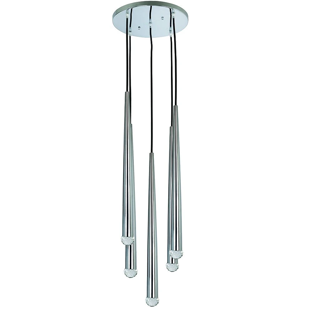 Luminaire suspendu en chrome poli avec 5 ampoules DEL