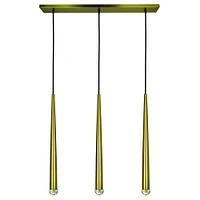 Linear Satin Brass Pendant Light with 3 LED Pendulums