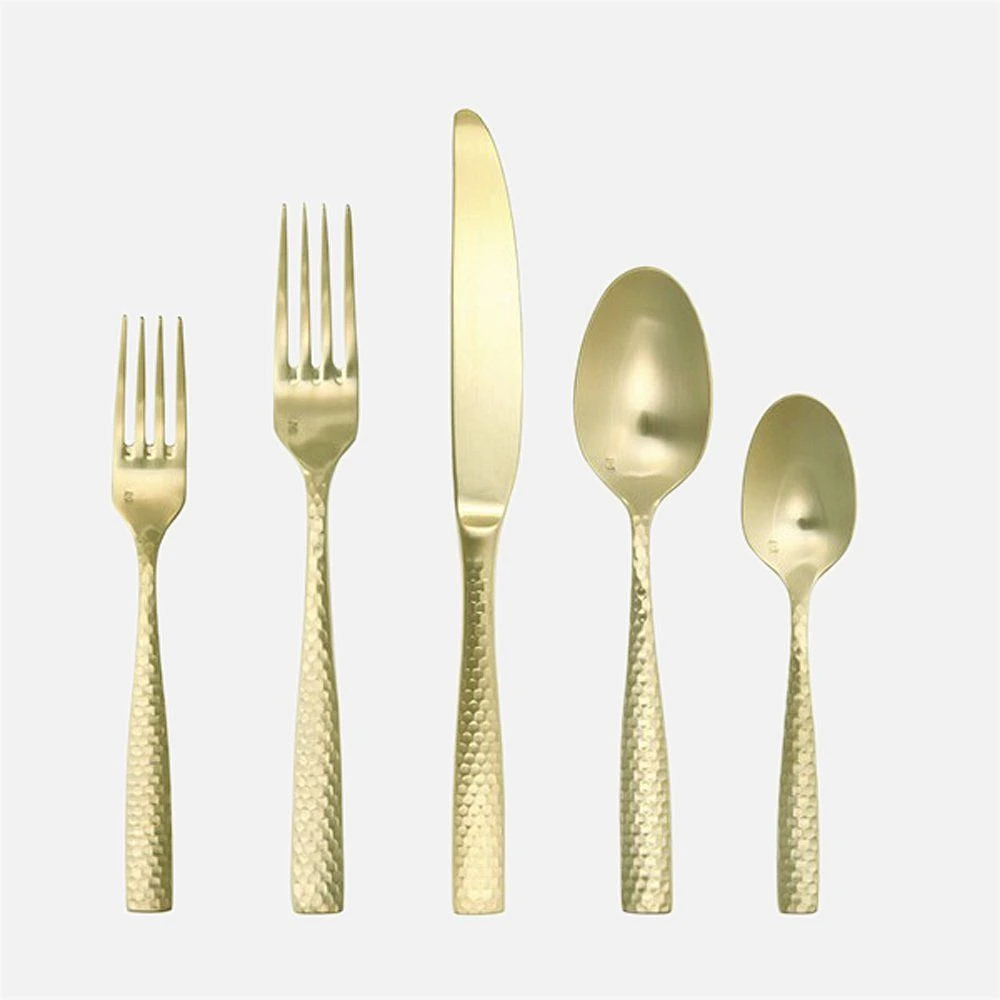 Lucca Faceted Brushed Gold 20-Piece Flatware Set