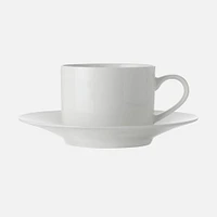 Set of 8 White Basics Straight Cup and Saucer