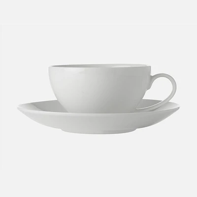 Set of 8 White Basics Coupe Cup and Saucer