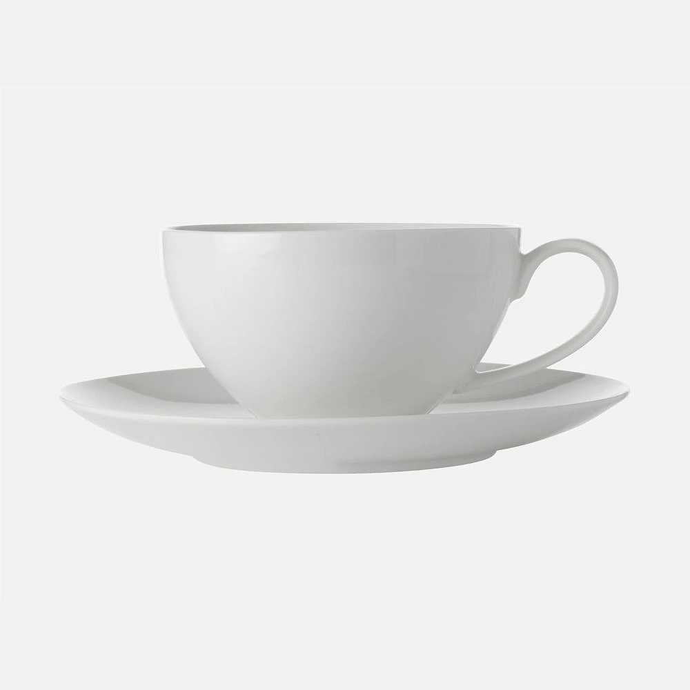 Set of 4 White Basics Cappuccino Cup and Saucer