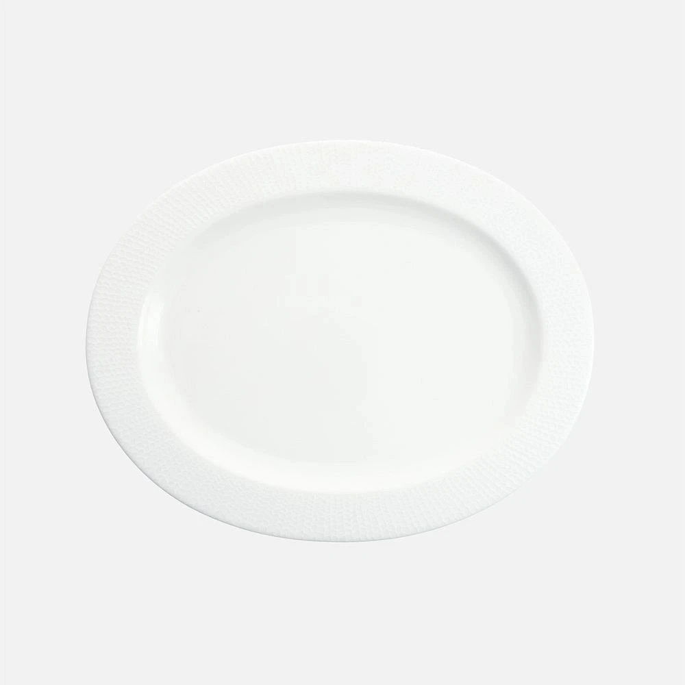 Amanda White Embossed Oval Platter - 14"