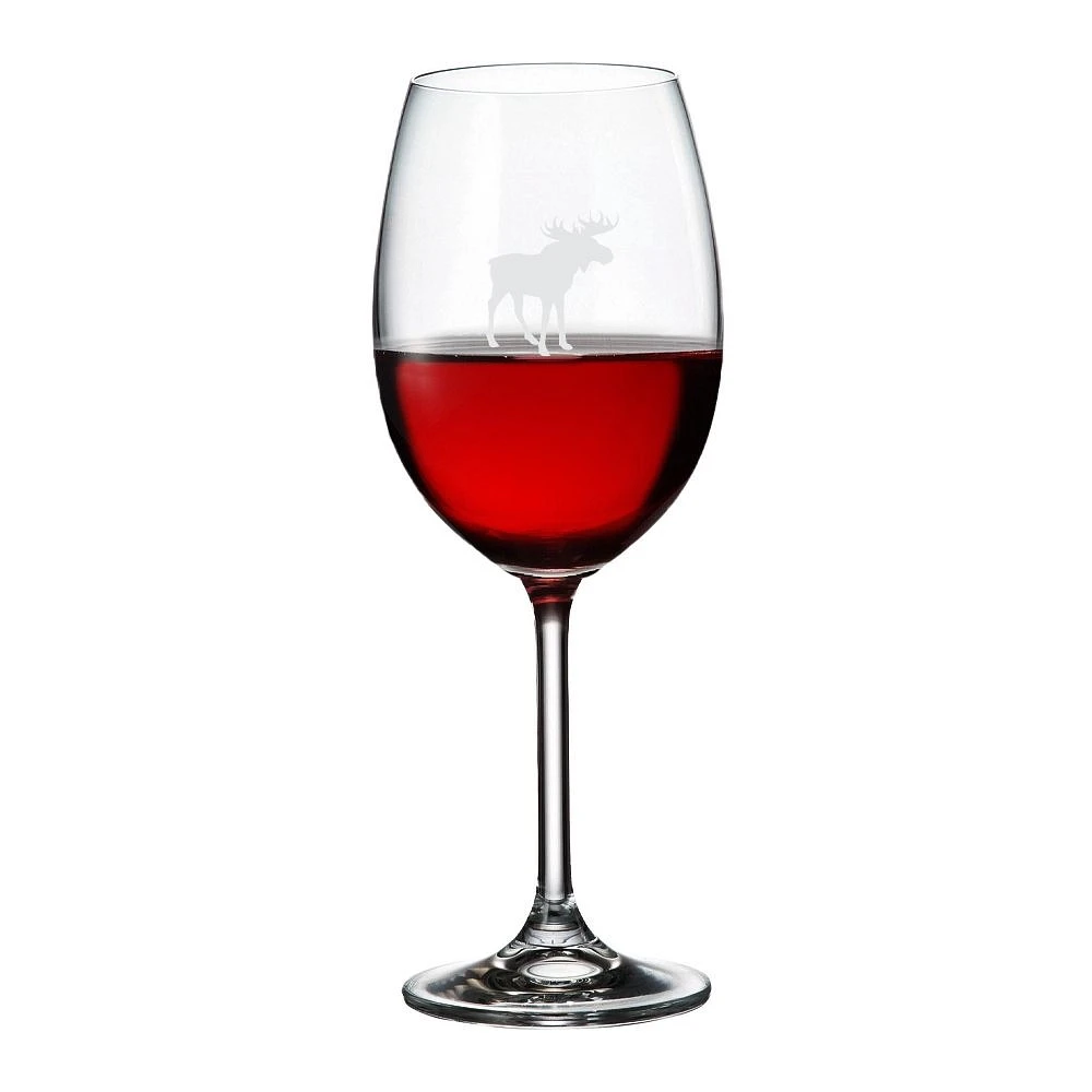 Set of 6 Moose Print Red Wine Glasses by Cuisivin