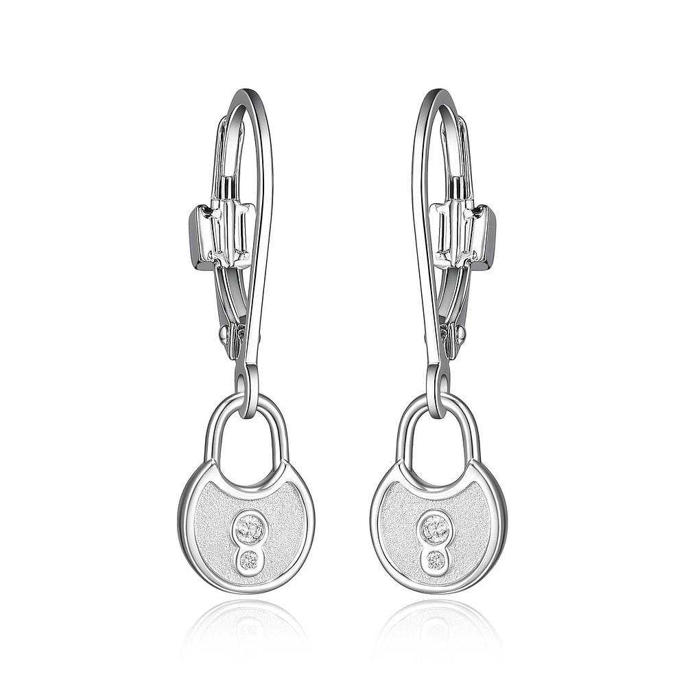 ELLE Sterling Silver & Cubic Zirconia Lock Earrings