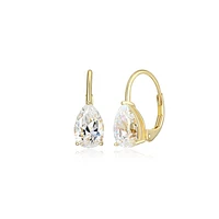 Reign Sterling Silver 18K Gold-Plated Cubic Zirconia Pear Leverback Earrings