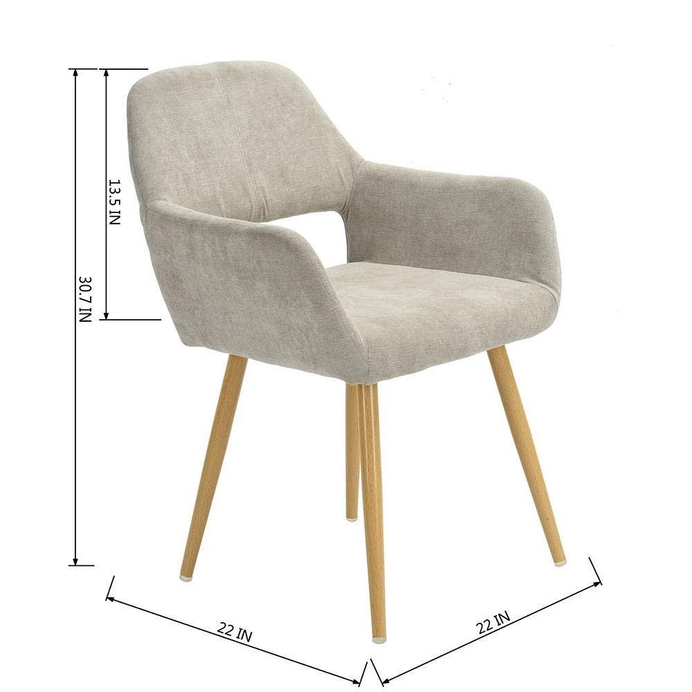 Set of 2 Beige Fabric Dining Chairs by Maison Classique