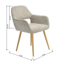Set of 2 Beige Fabric Dining Chairs by Maison Classique