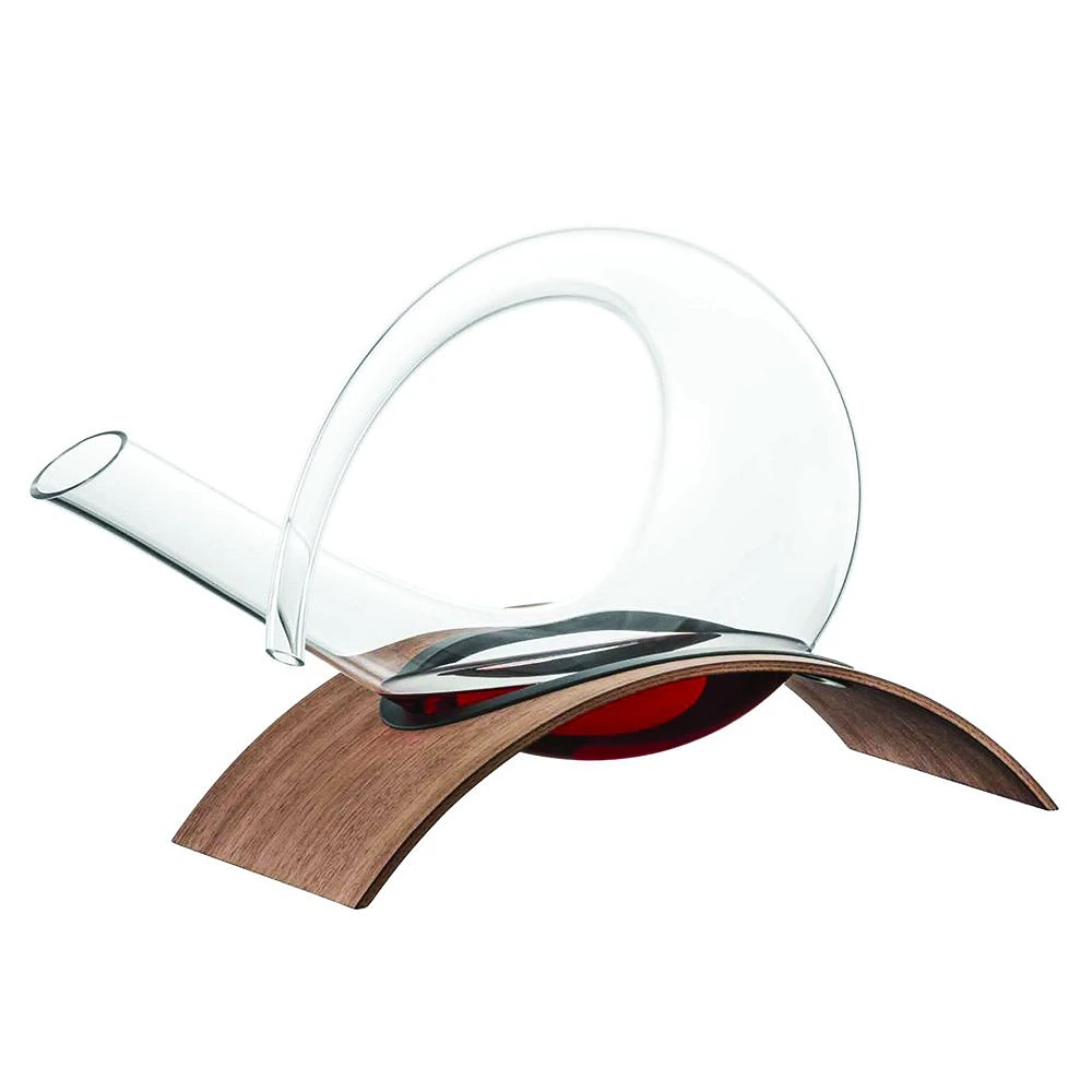 Twister Decanter with wooden base by Eisch