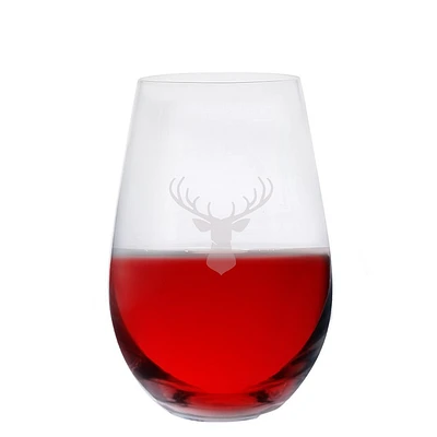 Set of 6 Stag Print Stemless Wine Glasses by Cuisivin