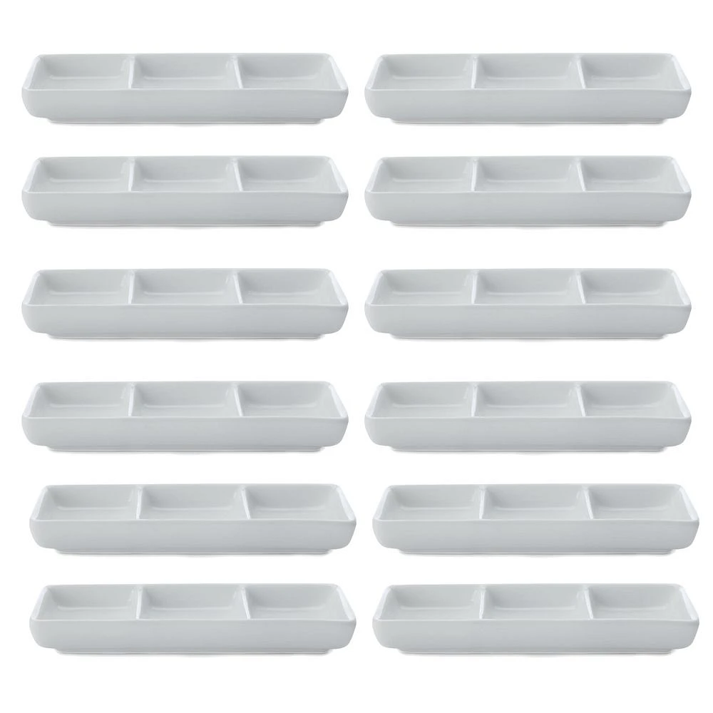 Ensemble de 12 plats à 3 sections « White Basics » par Maxwell & Williams