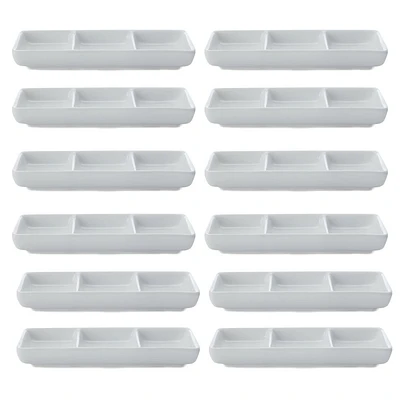 Set of 12 White Basics 3 Sections Dish by Maxwell & Williams