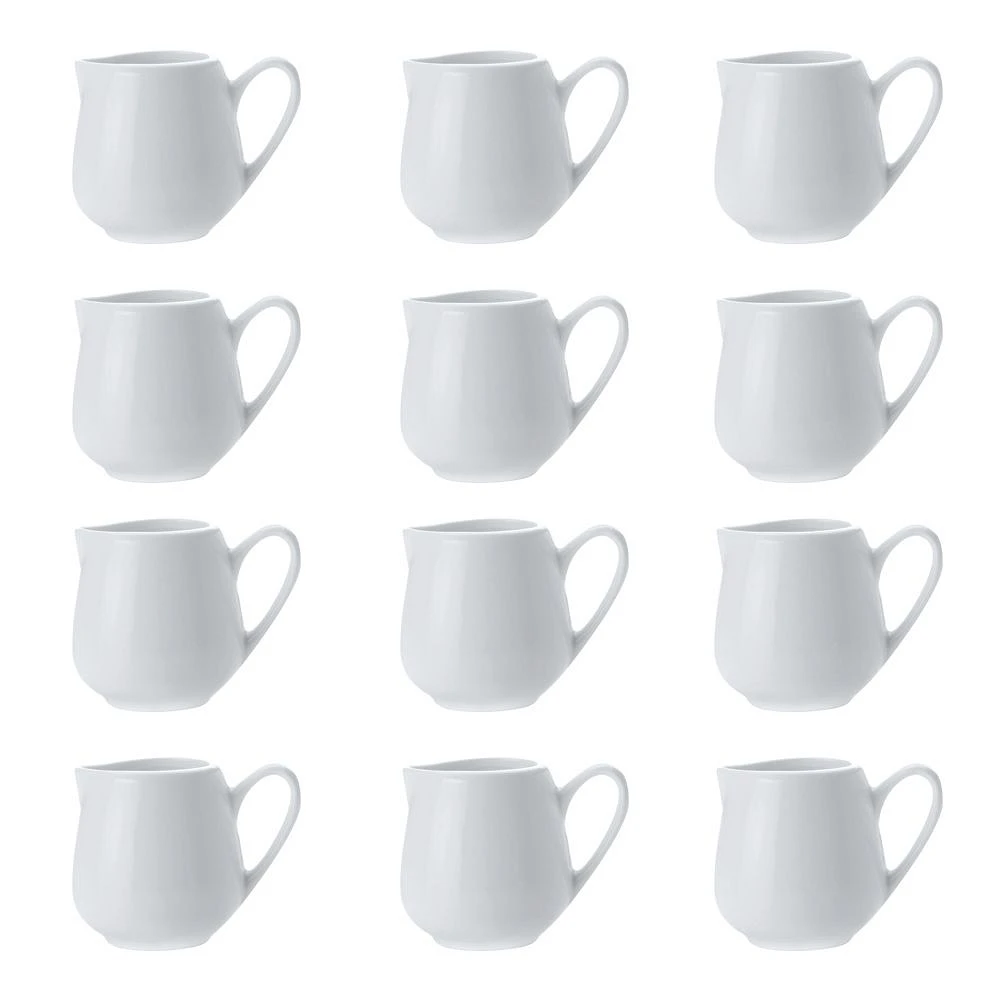 Set of 12 White Basics Jugs by Maxwell & Williams (90 ml)