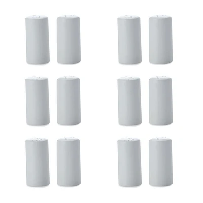 Set of 6 White Basics Cylinder Salt & Pepper Shakers by Maxwell & Williams (8x4cm)