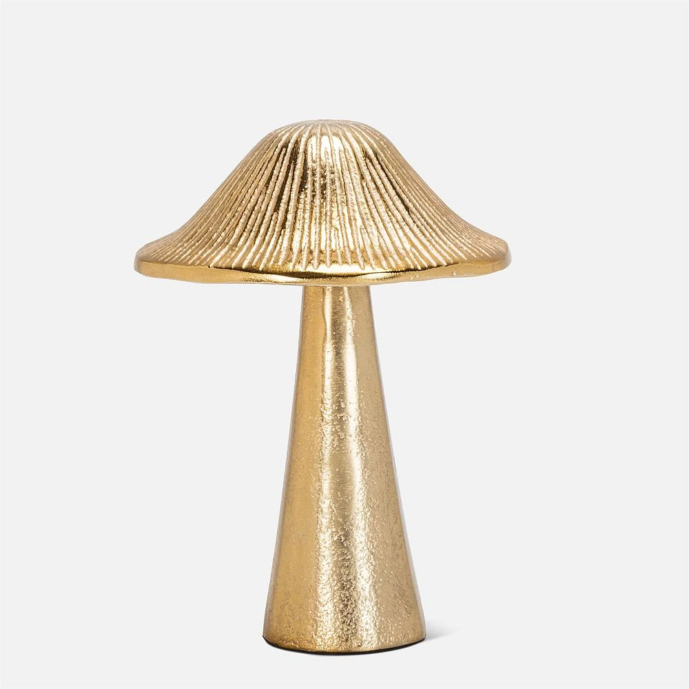 Ribbed Mushroom Decor - 6", Gold Metal