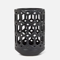 Large Openwork Lantern, Matte Black - 9 inches