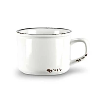 Enamel Look Cappuccino Mug (8 oz / 237 ml) - White