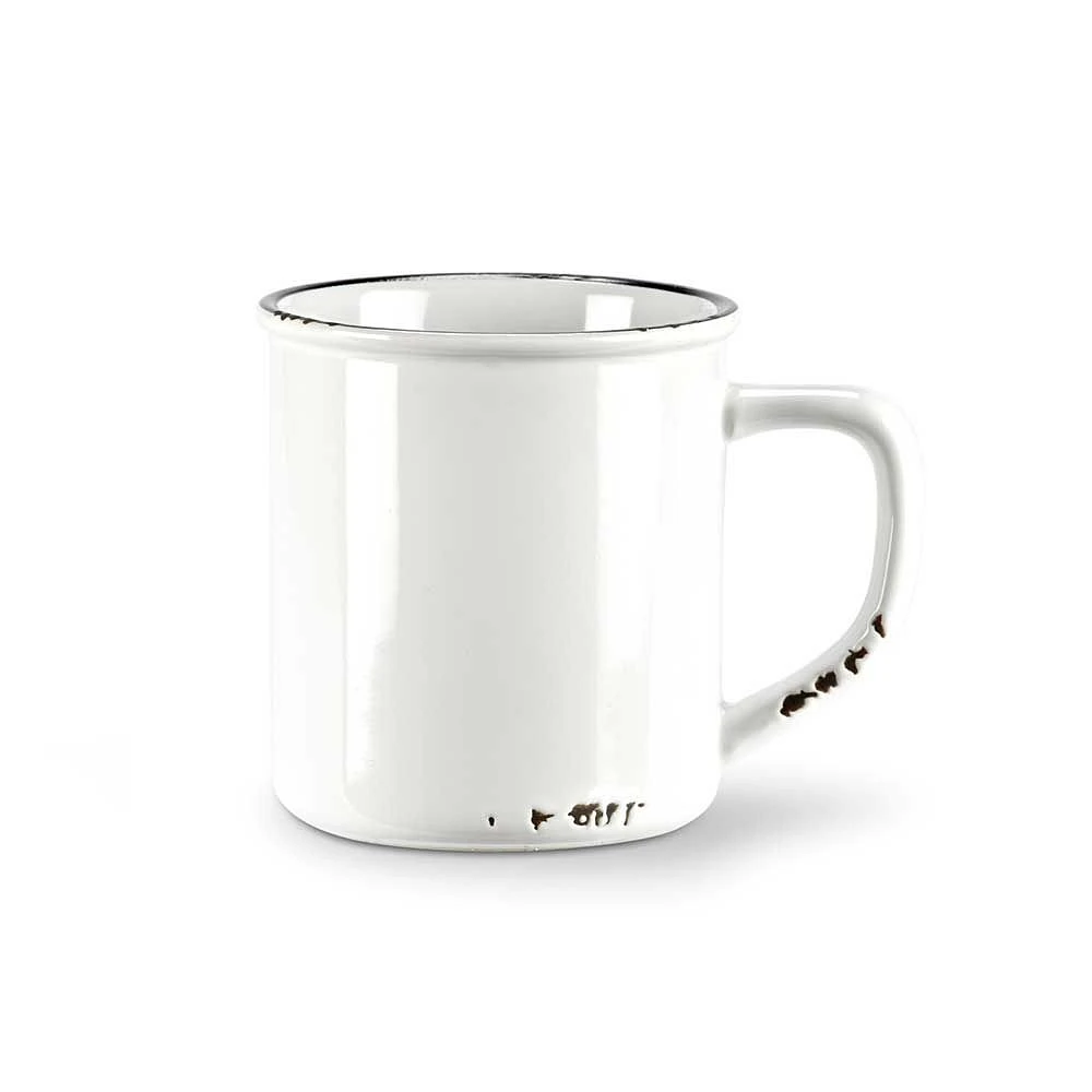 Tasse à l'aspect émaillé (14 oz / 414 ml) - Blanc