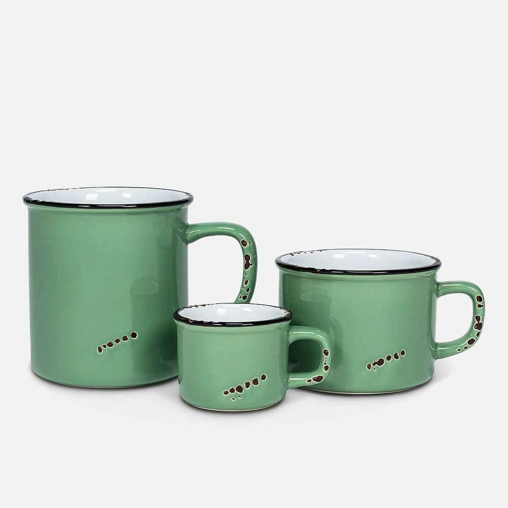 Forest Green Enamel Look Espresso Cup - 3 oz / 89 ml