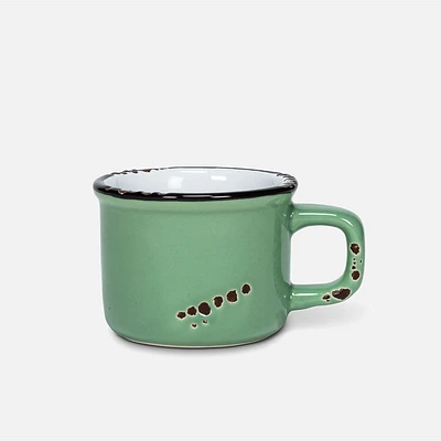 Forest Green Enamel Look Espresso Cup - 3 oz / 89 ml