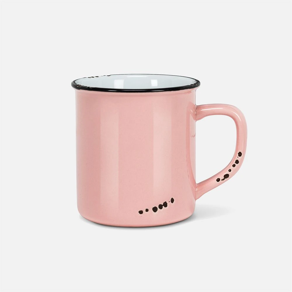 Enamel Look Pink Mug - 14 oz