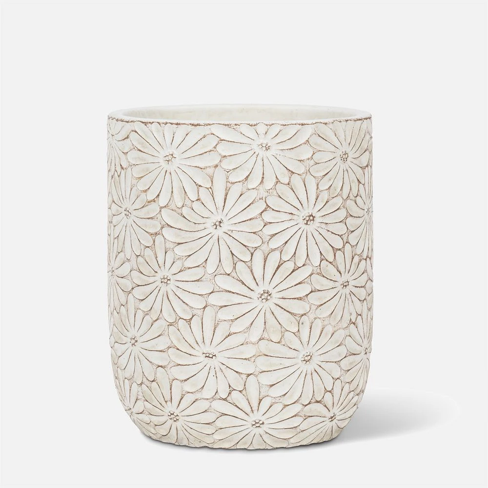 White Daisy Planter - 6.5"