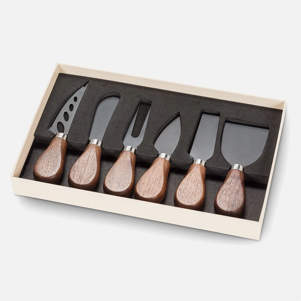 Walnut Handled Cheese Knives, Set of 6